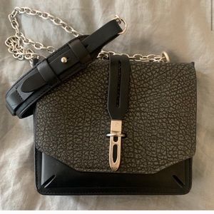 Iron Gray Leather Enfield Chain Crossbody